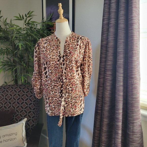 Gibson Latimer Tops - Gibson Latimer Animal Print Blouse - Size XL